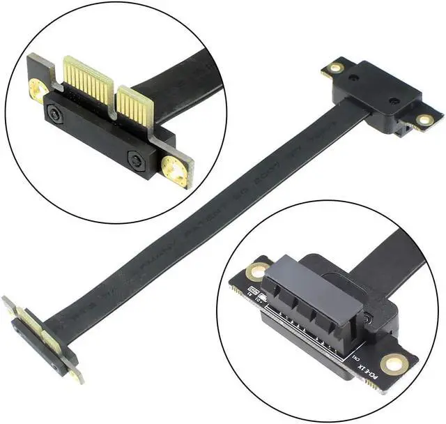 Alt view image 2 of 7 - PCI-E X1 PCI Express 1X Riser Extension Ribbon Cable Gold-Plated Connector Dual Vertical 90 Right Angle Foldable High Speed PCI Express 1X Expander for 1U 2U ATX Extender (30cm R11SL)