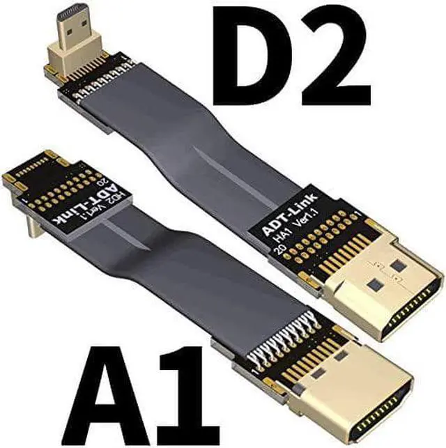 Alt view image 3 of 7 - ADT-LINK FPV Cable for HDMI Micro Mini Flat Camera Connector 5cm-50cm Flexible Wire Line 18Gbps 4K@50/60 2160p for HDMI2.0 for FPV Camera (40cm,A1-D2)