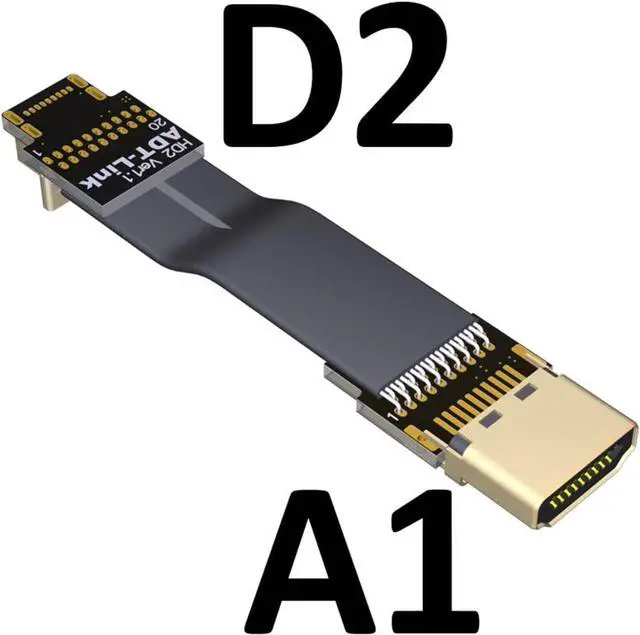 Alt view image 2 of 7 - ADT-LINK FPV Cable for HDMI Micro Mini Flat Camera Connector 5cm-50cm Flexible Wire Line 18Gbps 4K@50/60 2160p for HDMI2.0 for FPV Camera (40cm,A1-D2)