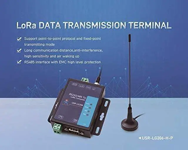 Alt view image 3 of 7 - USR-LG206-H-P Serial RS232 RS485 to LoRa Converter Server Device (Point to Point) for Smart Metering Oil Field Agriculture