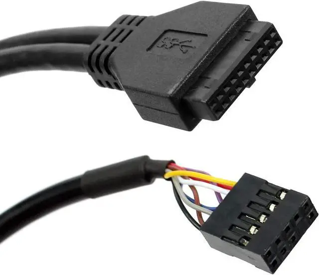 Alt view image 6 of 7 - 2Ports USB3.0 PC Front Panel Bracket 3.5 Floppy Bay 19Pin to USB 3.0 Hub HD Audio Earphone Mic Connector with Cable for Desktop (Black)