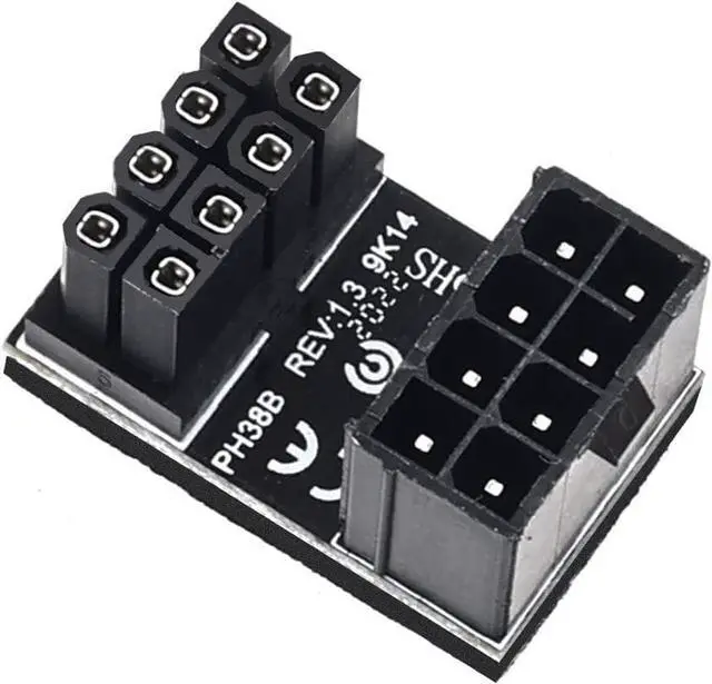 Alt view image 2 of 7 - JEYI ATX 6pin/8pin Male to 6pin/8Pin Female 180 Degree Angled Power Adapter for Desktops Graphics Card (8PIN-N Down Angled)