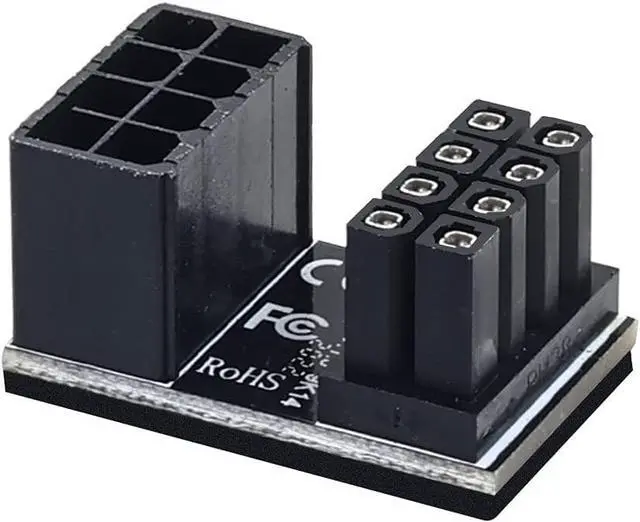 Alt view image 4 of 7 - JEYI ATX 6pin/8pin Male to 6pin/8Pin Female 180 Degree Angled Power Adapter for Desktops Graphics Card (8PIN-N Down Angled)