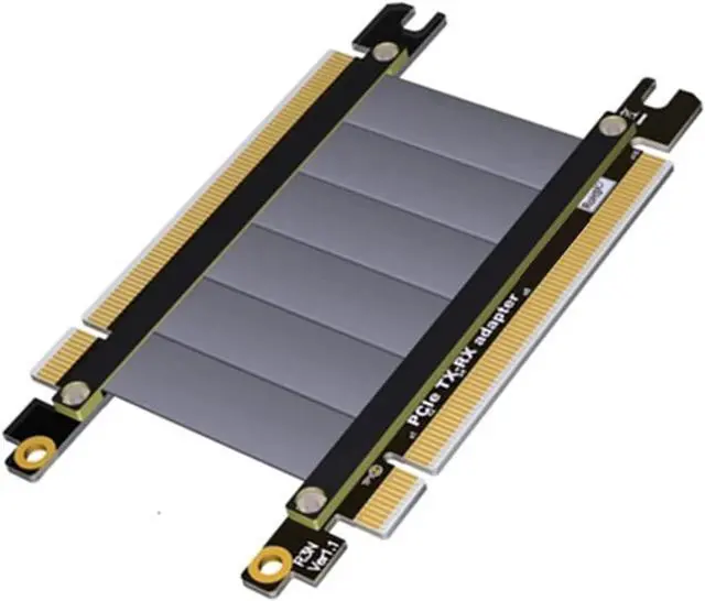 Main image of PCI Express 3.0 x16 to x16 Riser Cable Jumpers TX to Tx Direct Flat Extension Cable TX to RX Signal Swap PCIe 16x Gen3.0 Cables 128G/bps Support GTX1080ti GTX2080ti RX5700xt RTX3060 (15cm,R33NS)