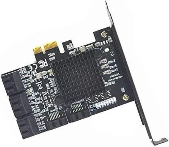 Alt view image 3 of 5 - 8 Ports SATA 3.0 to PCIe Expansion Card Adapter Converter with 6 SATA Cables Low Profile Bracket Boot As System Disk for Marvell 88SE9215 Chip with Heat Sink HDD (Only Card)
