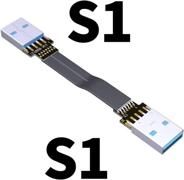 Alt view image 2 of 6 - ADT-Link USB 3.0 Cable USB to USB Cable Type A Male to Male Extension Cable Super Speed HDD 90/270 Degree Angle Up/Down Angled (20cm,S1-S1)