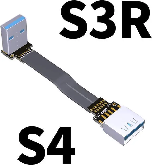Alt view image 2 of 7 - ADT-Link USB 3.0 Cable USB to USB Cable Type A Male to Male Extension Cable Super Speed HDD 90/270 Degree Angle Up/Down Angled (10cm,S4-S3R)