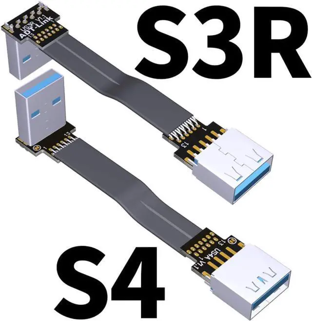 Alt view image 3 of 7 - ADT-Link USB 3.0 Cable USB to USB Cable Type A Male to Male Extension Cable Super Speed HDD 90/270 Degree Angle Up/Down Angled (10cm,S4-S3R)