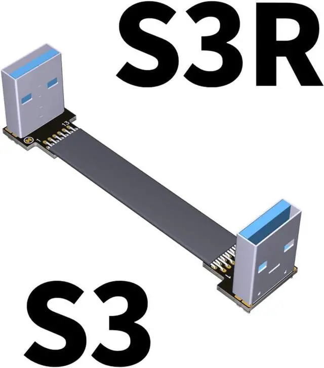 Alt view image 2 of 7 - ADT-Link USB 3.0 Cable USB to USB Cable Type A Male to Male Extension Cable Super Speed HDD 90/270 Degree Angle Up/Down Angled (30cm,S3-S3R)