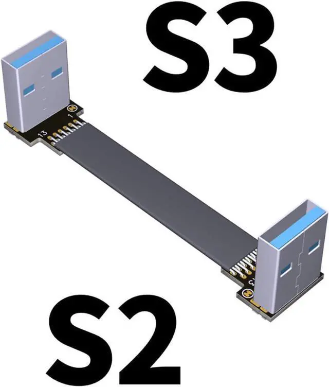 Alt view image 2 of 7 - ADT-Link USB 3.0 Cable USB to USB Cable Type A Male to Male Extension Cable Super Speed HDD 90/270 Degree Angle Up/Down Angled (20cm,S2-S3)