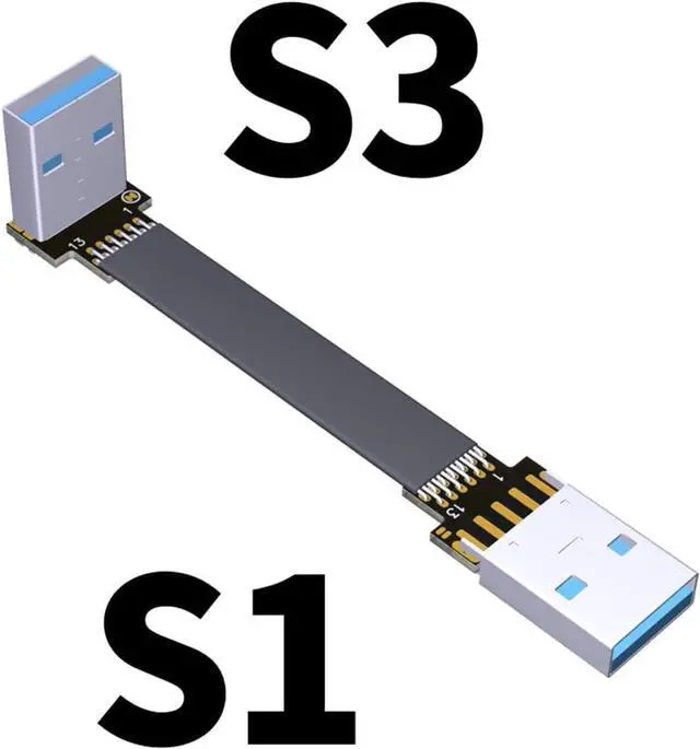 Alt view image 2 of 7 - ADT-Link USB 3.0 Cable USB to USB Cable Type A Male to Male Extension Cable Super Speed HDD 90/270 Degree Angle Up/Down Angled (20cm,S1-S3)