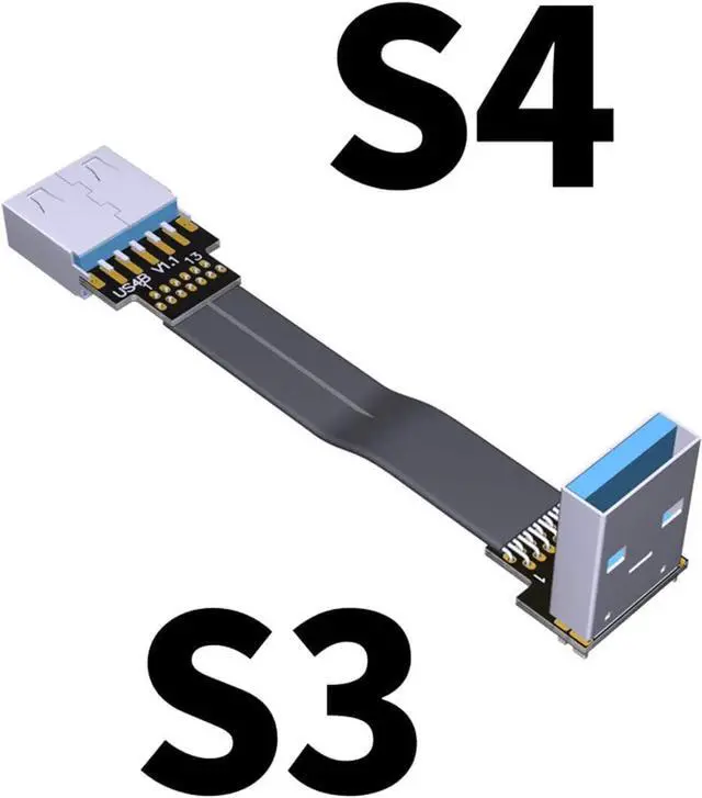 Alt view image 2 of 7 - ADT-Link USB 3.0 Cable USB to USB Cable Type A Male to Male Extension Cable Super Speed HDD 90/270 Degree Angle Up/Down Angled (30cm,S3-S4)