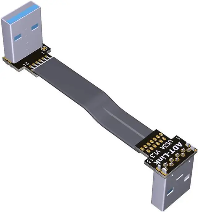 Main image of ADT-Link USB 3.0 Cable USB to USB Cable Type A Male to Male Extension Cable Super Speed HDD 90/270 Degree Angle Up/Down Angled (20cm,S3-S3)