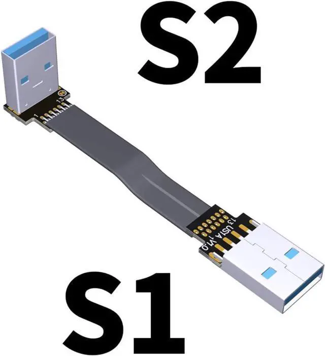 Alt view image 2 of 7 - ADT-Link USB 3.0 Cable USB to USB Cable Type A Male to Male Extension Cable Super Speed HDD 90/270 Degree Angle Up/Down Angled (30cm,S1-S2)