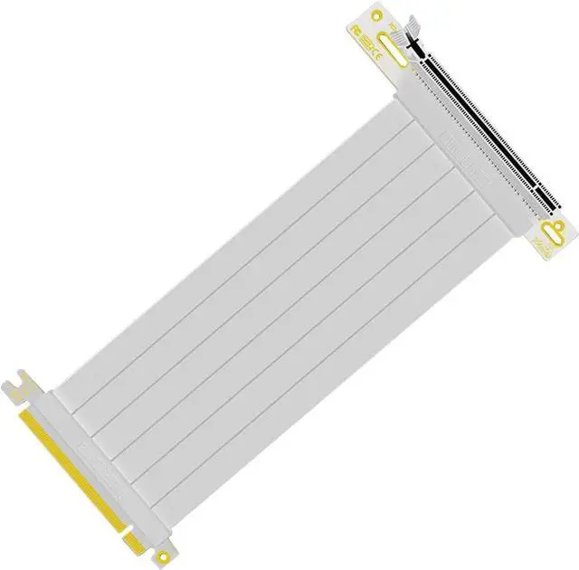 Main image of 90 Degree Right Angle PCI-E 3.0 16x to 16x Extension Cable White HBZ-X16-1890B Full Speed Flexible Extender Card Universal PCI-E 16x Riser pcie Extender for BTC Bitcoin Mining (25cm)