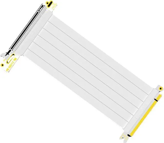 Alt view image 2 of 4 - 90 Degree Right Angle PCI-E 3.0 16x to 16x Extension Cable White HBZ-X16-1890B Full Speed Flexible Extender Card Universal PCI-E 16x Riser pcie Extender for BTC Bitcoin Mining (25cm)