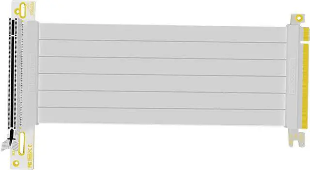 Alt view image 4 of 4 - 90 Degree Right Angle PCI-E 3.0 16x to 16x Extension Cable White HBZ-X16-1890B Full Speed Flexible Extender Card Universal PCI-E 16x Riser pcie Extender for BTC Bitcoin Mining (25cm)