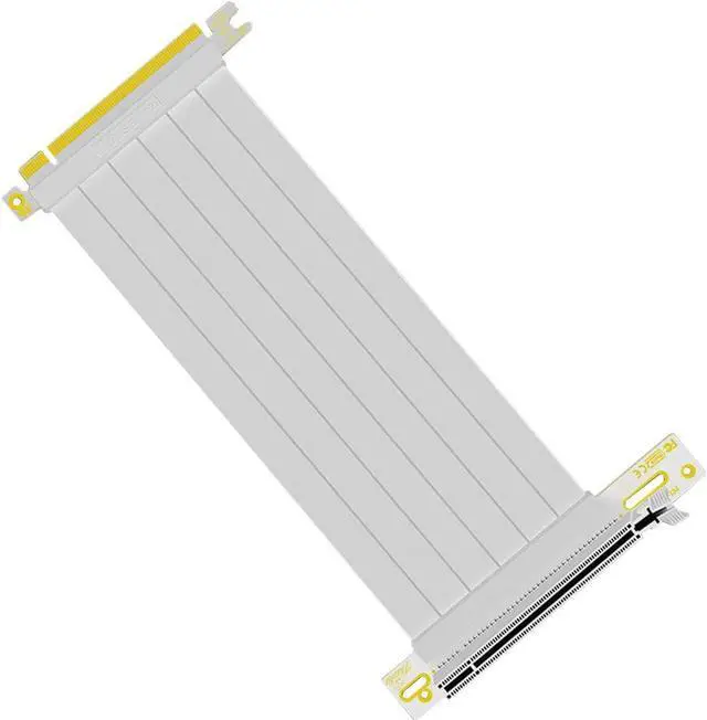 Alt view image 3 of 4 - 90 Degree Right Angle PCI-E 3.0 16x to 16x Extension Cable White HBZ-X16-1890B Full Speed Flexible Extender Card Universal PCI-E 16x Riser pcie Extender for BTC Bitcoin Mining (25cm)