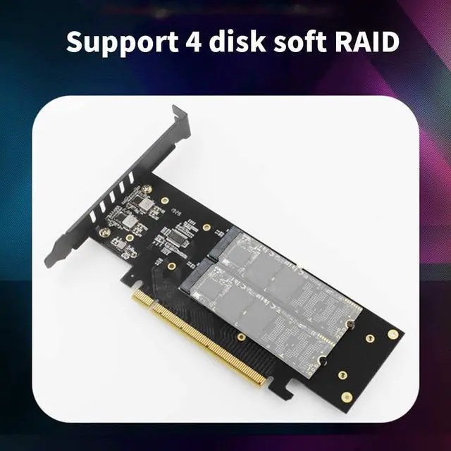 Alt view image 5 of 6 - JEYI iHyper-Pro M.2 X16 to 4X PCIE 4.0 GEN4 Expansion Card Supports NVMe M.2 m Key 2280 up to 32Gbps for VROC NVMe Raid (iHyper-Pro)