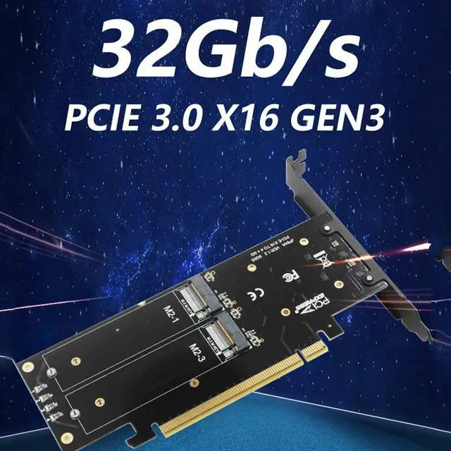 Alt view image 2 of 7 - JEYI iHyper-Pro M.2 X16 to 4X PCIE 4.0 GEN4 Expansion Card Supports NVMe M.2 m Key 2280 up to 32Gbps for VROC NVMe Raid (iHyper)