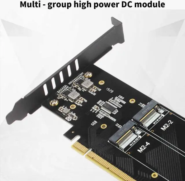 Alt view image 4 of 7 - JEYI iHyper-Pro M.2 X16 to 4X PCIE 4.0 GEN4 Expansion Card Supports NVMe M.2 m Key 2280 up to 32Gbps for VROC NVMe Raid (iHyper)