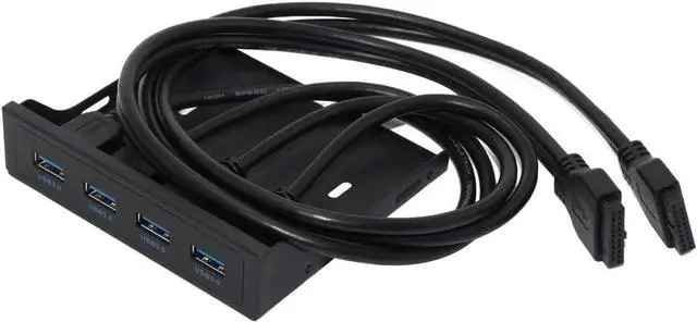Alt view image 4 of 4 - Front Panel 4 Ports USB 3.0 HUB Splitter Combo Adapter Bracket 5Gbps USB3.0 19PIN/20PIN Internal for Any Desktop Case3.5 Inch Floppy Bay