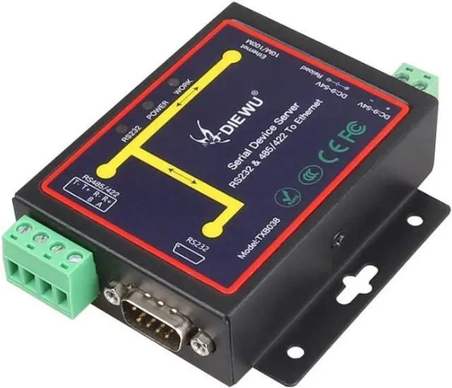 Alt view image 3 of 7 - diewu RJ45 to RS232 RS485 RS422 Industrial Male Converter TCP/UDP Serial RS232 RS485 to Ethernet Device Server