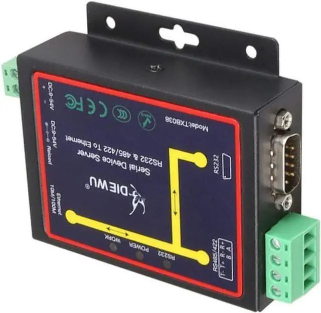 Alt view image 2 of 7 - diewu RJ45 to RS232 RS485 RS422 Industrial Male Converter TCP/UDP Serial RS232 RS485 to Ethernet Device Server