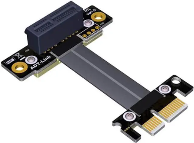 Main image of ADT-LINK 90 Degree Right Angle PCIe 3.0 x1 to x1 Extension Cable R11SL 8G/BPS High Speed PCI Express 1x Riser Card Extender Ribbon Cable (25CM)