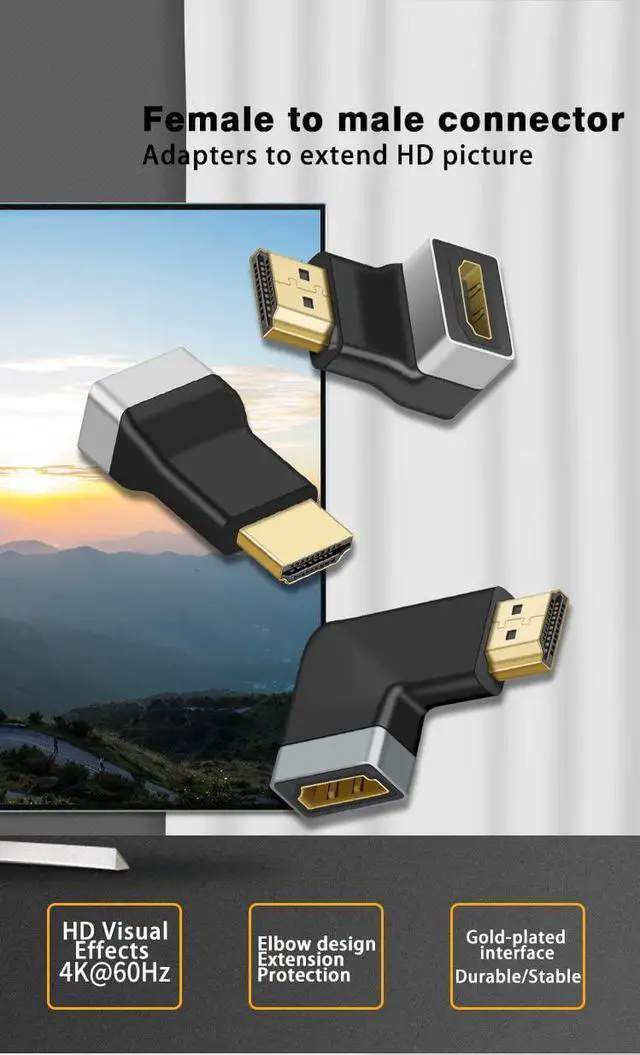 Alt view image 4 of 7 - HD Adapter 4K/8K Compatible with HDMI 2Pack Female Male to Female Fully Shielded HD Connector (4K F to F)