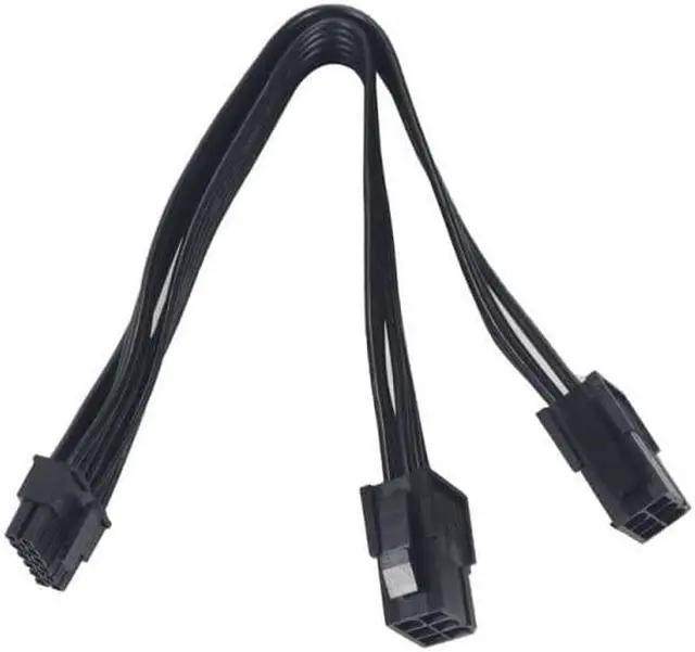 Main image of Dual PCIe 6/8 Pin Female to Mini 12 Pin Male GPU Power Adapter Cable Compatible with NVIDIA GeForce RTX 30 Series RTX 3080 RTX 3090 GPU (Double 6Pin)