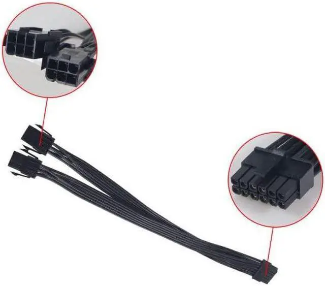 Alt view image 5 of 7 - Dual PCIe 6/8 Pin Female to Mini 12 Pin Male GPU Power Adapter Cable Compatible with NVIDIA GeForce RTX 30 Series RTX 3080 RTX 3090 GPU (Double 6Pin)