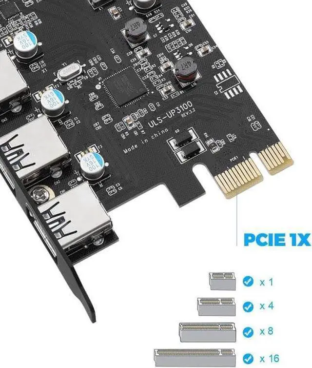 Alt view image 2 of 5 - USB 3.0+ USB C Port PCI-E Expansion Card PCI Express 1X PCIe USB 3.0 HUB Adapter Card 4-Port USB3.0 5Gbps Controller for 2U Case (Standard Type B)