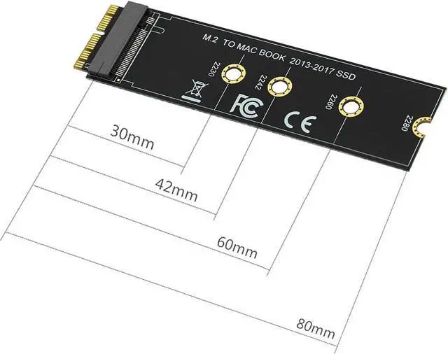 Alt view image 6 of 7 - M Key M.2 NVME SSD Convert Adapter Card Compatible with Mac·Book Air Pro Re·Tina 2013-2017 NGFF A·HCI SSD A1465 A1466 A1398 A1502