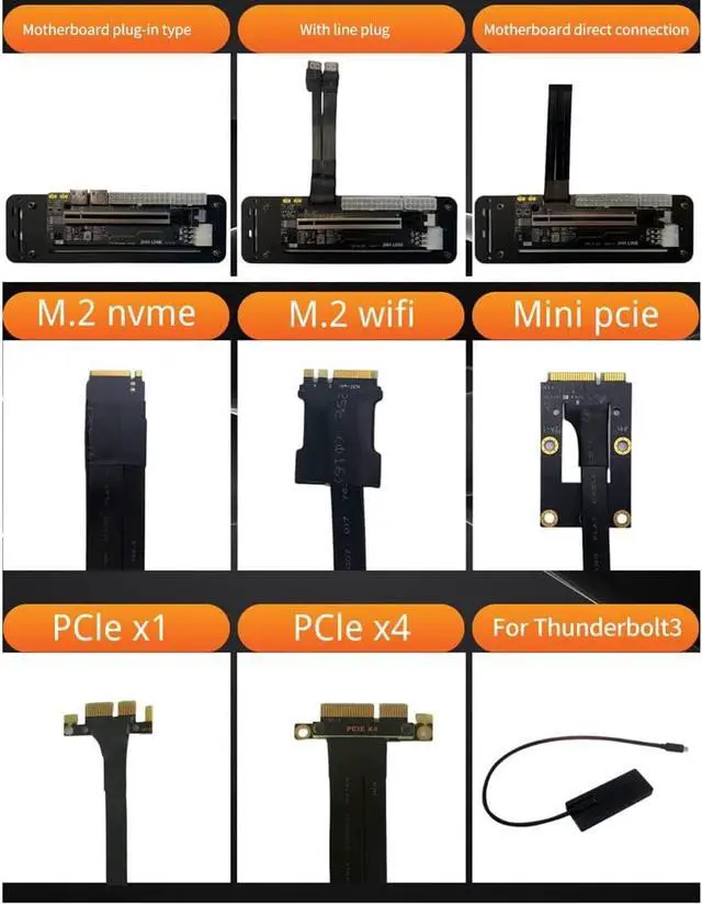 Alt view image 5 of 7 - M.2 WiFi (A/E Key) External Graphics Card Stand Bracket w/ PCIe 3.0 4X PCI-E x4 Riser Cable Compatible with ITX STX NUC VEGA64 GTX1080ti (50cm,M.2 WiFi A E Key)