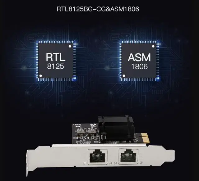 Alt view image 2 of 6 - Gigabit Dual Port Network Card 2*RJ45 LAN Port 10/100/1000/2500Mbps 2.5G Ethernet Controller Support for Desktop 8125BG Chip ESXi PXE Diskless Boot/Soft Routing