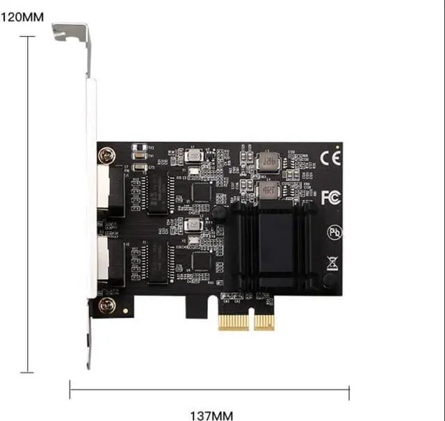 Alt view image 6 of 6 - Gigabit Dual Port Network Card 2*RJ45 LAN Port 10/100/1000/2500Mbps 2.5G Ethernet Controller Support for Desktop 8125BG Chip ESXi PXE Diskless Boot/Soft Routing