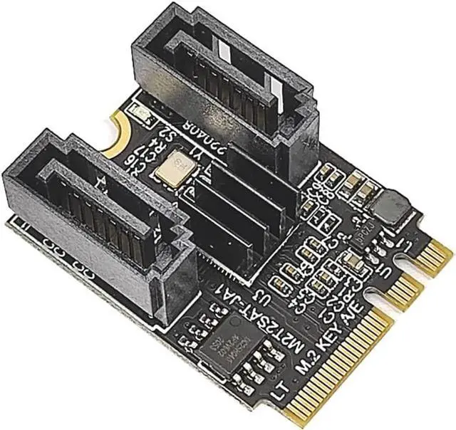 Alt view image 2 of 6 - M.2 (A+E Key) Card NGFF to 2 Ports SATA3.0 / 6G Extention Card Hard Disk Drive-Free JMB582 (Short Version)