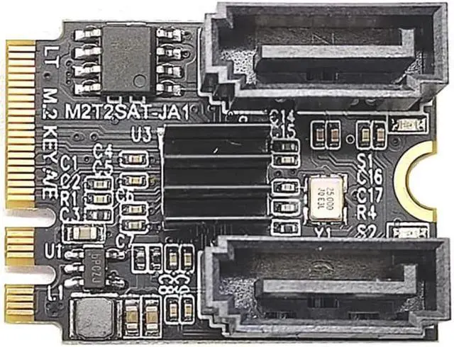 Alt view image 6 of 6 - M.2 (A+E Key) Card NGFF to 2 Ports SATA3.0 / 6G Extention Card Hard Disk Drive-Free JMB582 (Short Version)