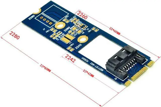 Alt view image 2 of 6 - M.2 to SATA 7Pin Adapter Card M.2 Key B-M to SATA3.0 Converter Board for M2 NGFF 2242 2260 2280 SDD