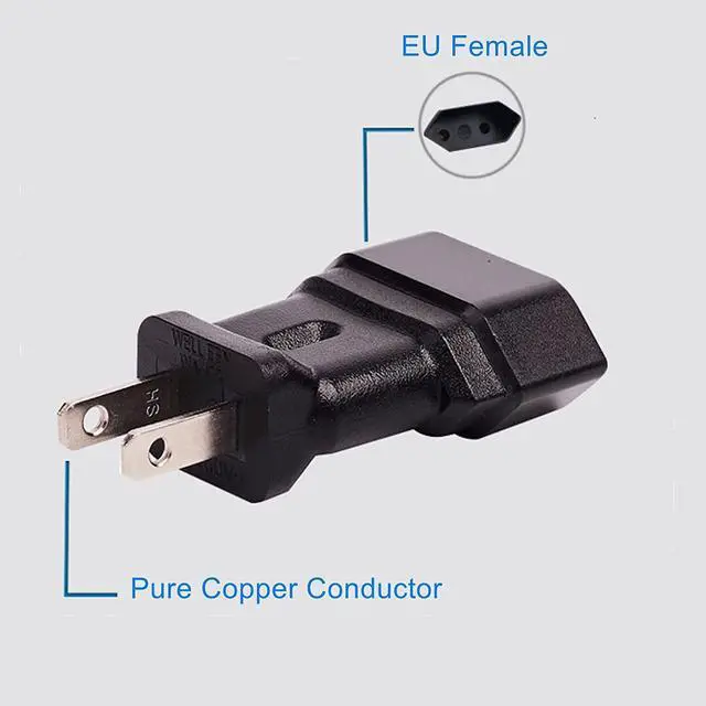 Alt view image 4 of 5 - US Outlet Converter 250V US Travel Plug Adapter Universal (EU to US plug adapter-2 holes)