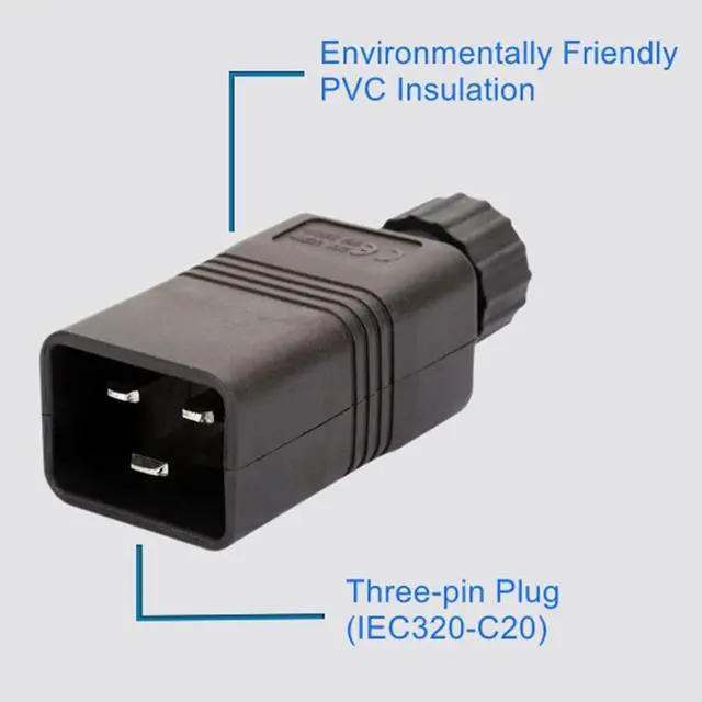 Alt view image 3 of 5 - PDU/UPS Socket Standard IEC320 C19 C20 16A 250V Removable Plug Power Adapter Power Female Male Cable Cord Connector (C20 Male)