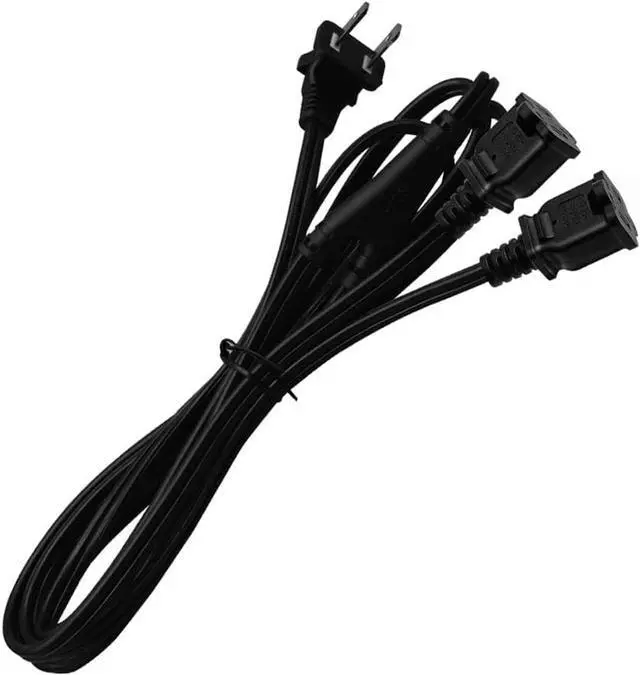 Alt view image 5 of 6 - 2ft(0.64m) 1-15P to Dual 1-15R Power Extension Cord Splitter US AC 2-Prong Polarized Power Cable 1 to 3 Outlet Adapter ETL Listed (90 Degree Angle)