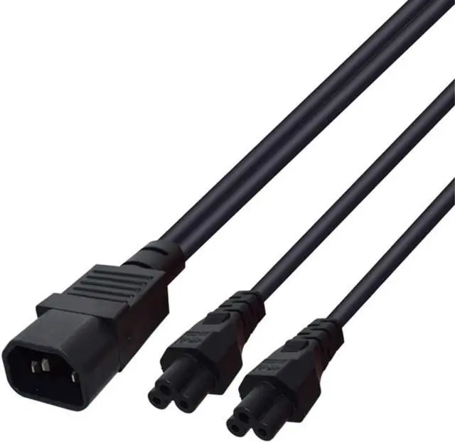 Main image of 1FT C14 Male PDU Style Computer Power Extension Cable Y Splitter Power Plug Cord (C14 to C5+C5)