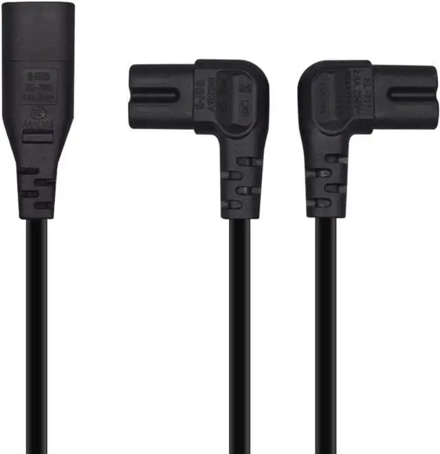 Alt view image 2 of 4 - Figure 8 Power Cord 0.75mm 2 Pin Universal Replacement AC Power Cable for Camera Battery Chargers TV Computer Monitor Projector Printer etc (0.3M C8 to 2*C7 Angled)