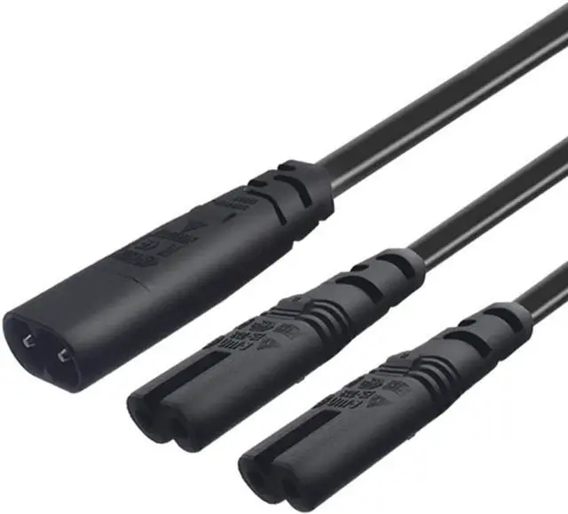 Main image of Figure 8 Power Cord 0.75mm 2 Pin Universal Replacement AC Power Cable for Camera Battery Chargers TV Computer Monitor Projector Printer etc (0.3M C8 to 2*C7)