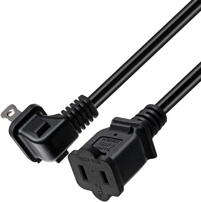 Alt view image 2 of 4 - 1FT(0.32M) 2 Prong US AC Polarized Power Extension Cable Cord NEMA 1-15P to 1-15R UL Listed SPT2 18AWG USA Outlet Saver Power Extension Cord (90 Degree Angle)