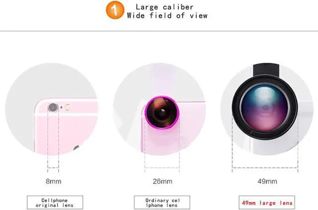 Alt view image 5 of 7 - 37mm Universal Professional Phone Lens Kit 2 in 1 Lens 49UV Universal Professional 0.45x Super Wide-Angle+12.5X Macro HD Camera Lens with Lens Clip for Phone Tablet Android (Rose Pink)