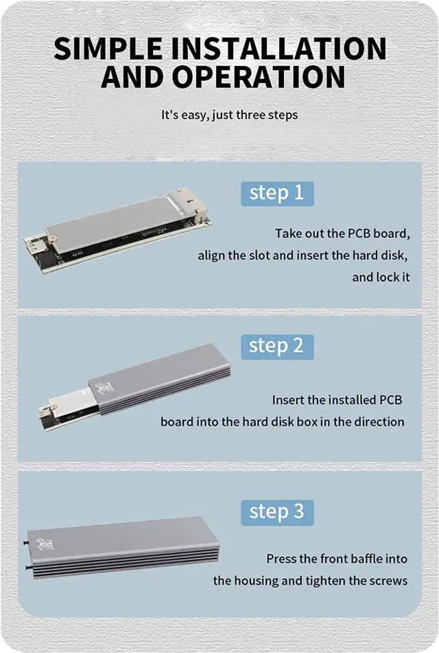 Alt view image 5 of 6 - USB-C to 16+12 Pin SSD Mobile Box Aluminum Alloy USB C 3.0 HDD Enclosure Compatible for MacBook Air Pro 2013 2014 2015 2016 SSD Portable Case