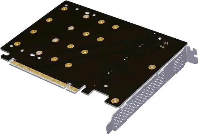 Alt view image 4 of 7 - PCIe 4.0 16x to 4X M.2 NVME SSD Adapter Card PCIe 4.0 GEN4 Full Speed Bifurcation Four-Bay Board Expansion Card 1 to 4 M.2 NVMe SSD Adapter Support 2242 2260 2280 22110 (with Heatsink)